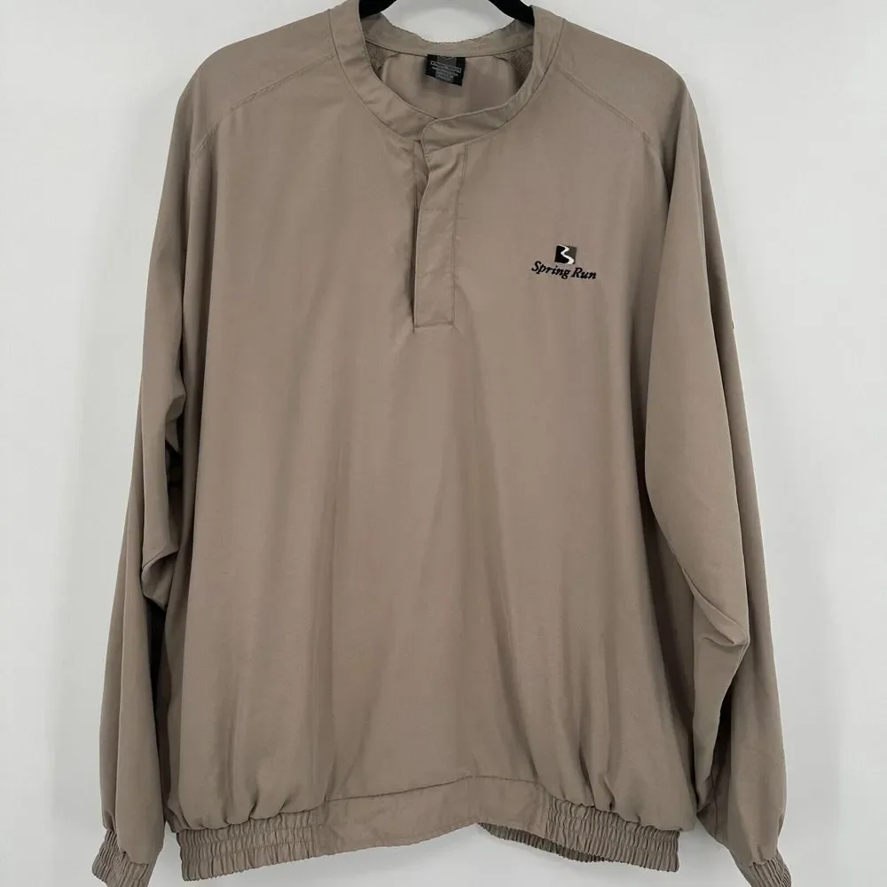 Nike Golf Track Jacket Mens XL Tan Spring Run Logo Long‎ Sleeve Athletic Fit